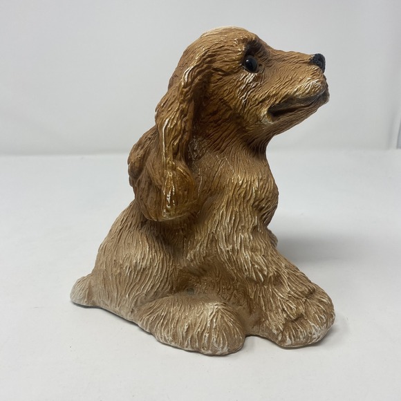 Cocker Spaniel Dog Figurine Statue Collectible Brown Tan Sitting Puppy Decor - Picture 4 of 8